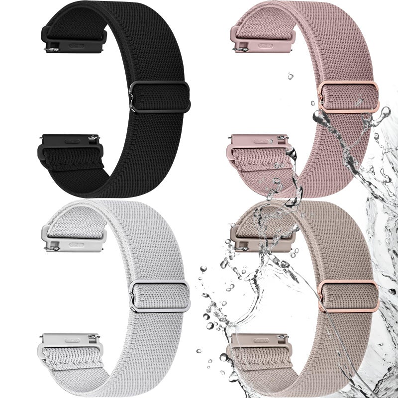 Fullmosa WaterResistant Nylon Watch Band 22mm Elastic Stretchy Watch Strap Compatible with Garmin Venu 4 45mm32 Forerunner 265 255 Vivoactive 4 45mm Samsung Galaxy Watch 3 45mm Gear S3 Frontier for Men and Women BlackSand PinkStarlightMilk Tea - Image 3