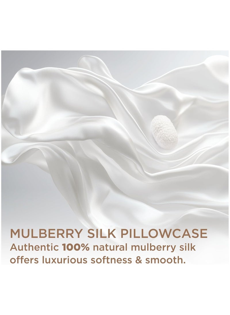 Taizz Ventures 2 Pack Mulberry Silk Pillowcases for Hair and Skin, Includes Eye Mask and Hair Tie Luxurious, Soft and Skin-Friendly, Pure White - Queen Size 30x20 Inch  - Image 2