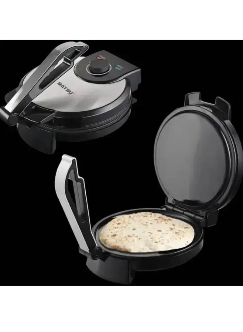 Generic MATSU 10-Inch Electric Roti Maker – 1200W Non-Stick Chapati and Flatbread Maker with Durable Stainless Steel Body, Adjustable Temperature Control for Soft or Crispy Rotis, Dual Power & Ready Indicator Lights, Safety Lock System, Easy-to-Clean Non-Stick Plates, Instruction Manual Included – 220-240V Compact Kitchen Appliance Ideal for UAE Homes  - Image 3