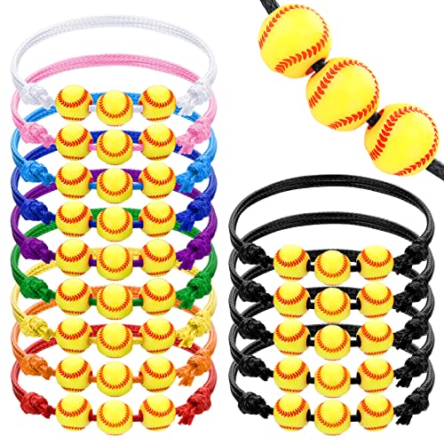 Glenmal 30 Pieces Softball Bracelet for Girls Softball Gifts Adjustable Inspirational Sport Beads Ball Bracelet Handmade Rope Knot for Teens Kids Adults Party Favors Player Team Gifts - Image 1