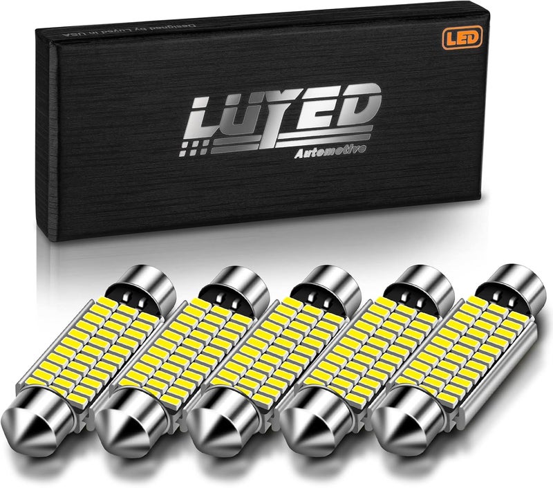 LUYED 211-2 578 Led Bulbs 569 41mm 42mm 1.65in 6500k White Super Bright Interior Led Festoon Bulb for Car Map Light Dome Light,Pack of 5 - Image 1