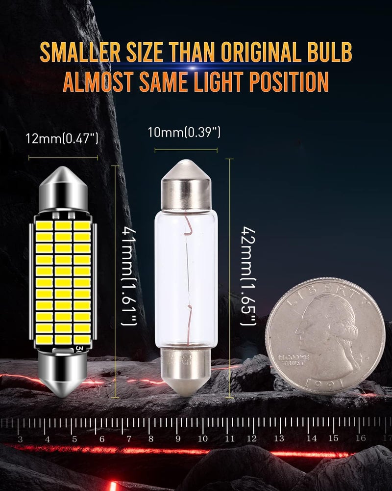 LUYED 211-2 578 Led Bulbs 569 41mm 42mm 1.65in 6500k White Super Bright Interior Led Festoon Bulb for Car Map Light Dome Light,Pack of 5 - Image 5
