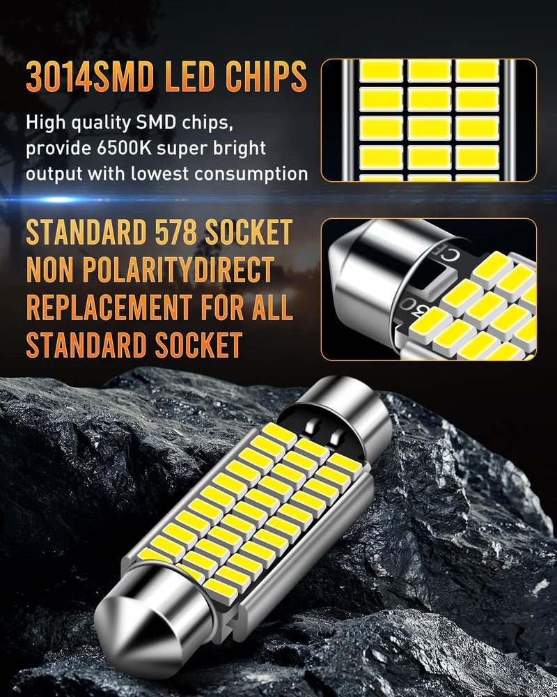 LUYED 211-2 578 Led Bulbs 569 41mm 42mm 1.65in 6500k White Super Bright Interior Led Festoon Bulb for Car Map Light Dome Light,Pack of 5 - Image 3