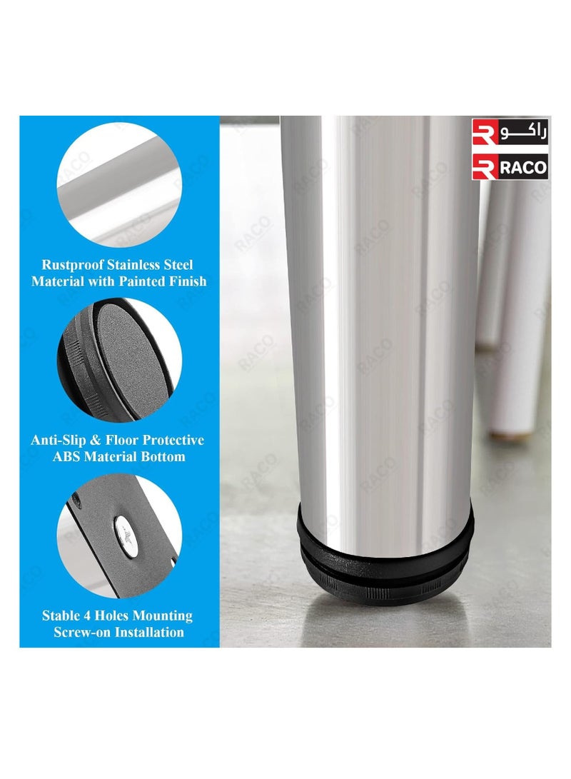 RACO RACO Stainless Steel Furniture Legs, Silver Adjustable Cabinet Feet, Metal Cylinder Table Legs Sofa Legs Replacement for Couch, Shelf, Dresser, DIY Bench Legs 4 Pcs Set  - Image 3