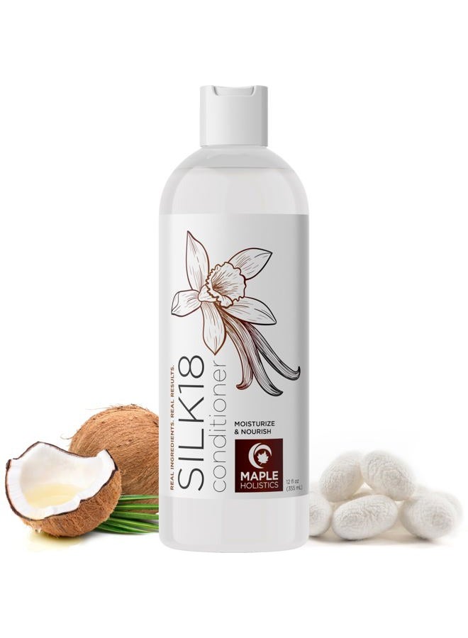 Maple Holistics Silk Protein Conditioner for Damaged Hair - Ultra Moisturizing Conditioner for Dry Hair with Deeply Nourishing Shea Butter Argan Oil Green Tea & Aloe - Helps Define Curls & Control Frizz (12 Fl Oz) - Image 1