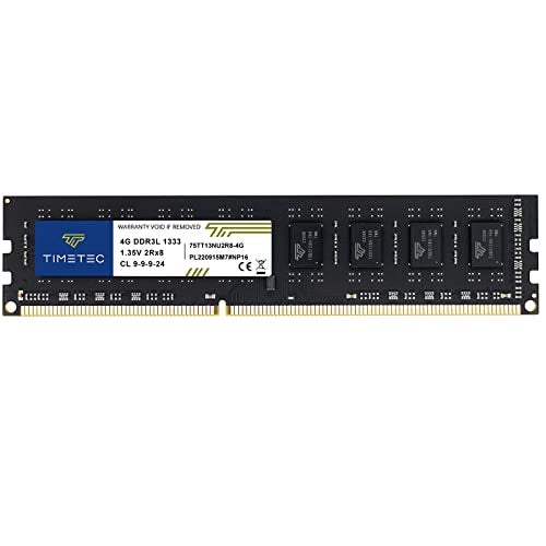 Timetec تيمتيك 4 جيجابايت DDR3 / DDR3L 1333 ميجاهرتز PC3-10600 غير ECC غير مخزن 1.5 فولت / 1.35 فولت CL9 2Rx8 كثافة منخفضة مزدوجة الرتبة 240 دبوس UDIMM ترقية ذاكرة الكمبيوتر المكتبي (4 جيجابايت) - Image 1