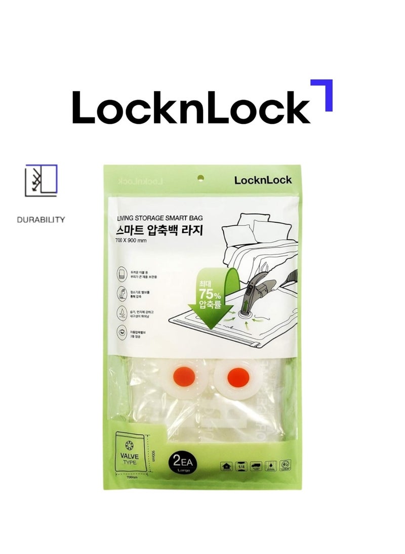 LOCK & LOCK LocknLock Smart Bag Multi 2P Set Large - Transparent, Durable, Waterproof, Space-Saving Storage Solution  - Image 1