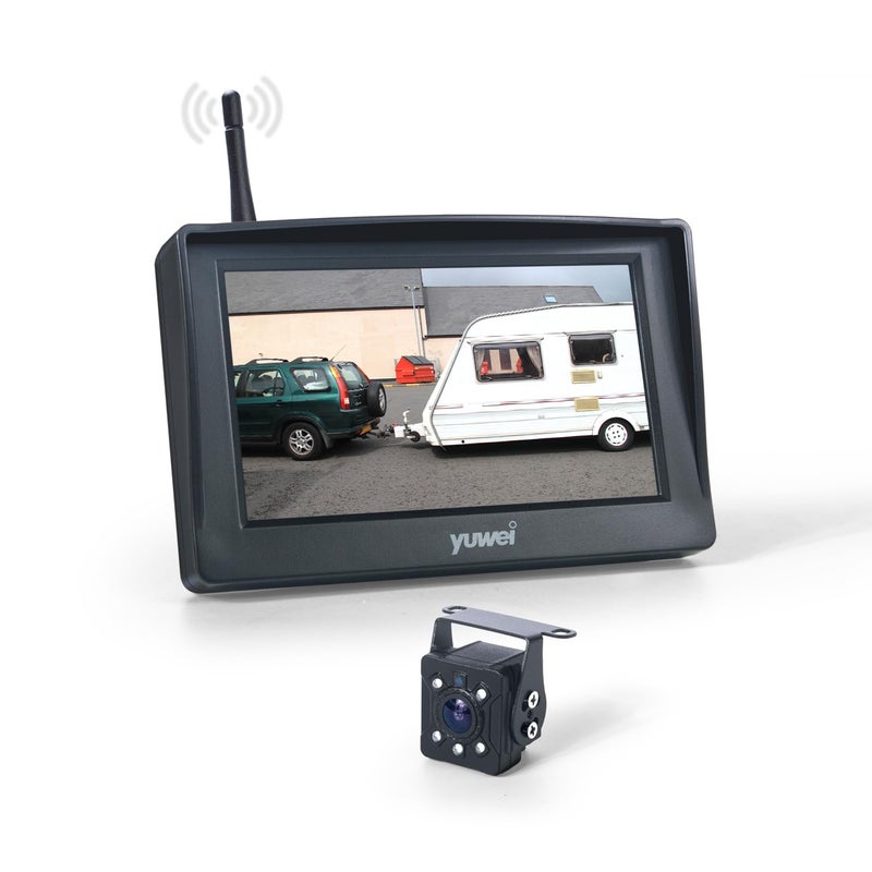 yuwei Digital Wireless Backup System Waterproof and Night Vision Wireless License Plate Rear View Camera 43 Wireless Display for RV Cars Truck Vans - Image 2