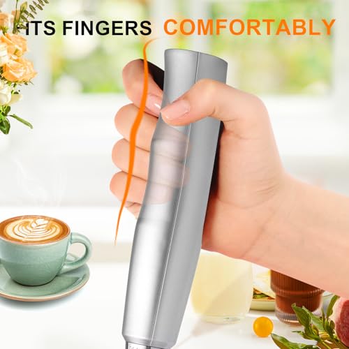 YUSWKO Silver Rechargeable Milk Frother for Coffee with Stand, Handheld Drink Mixer with 3 Heads 3 Speeds Electric Stirrers for Latte, Cappuccino, Hot Chocolate, Egg - Image 5