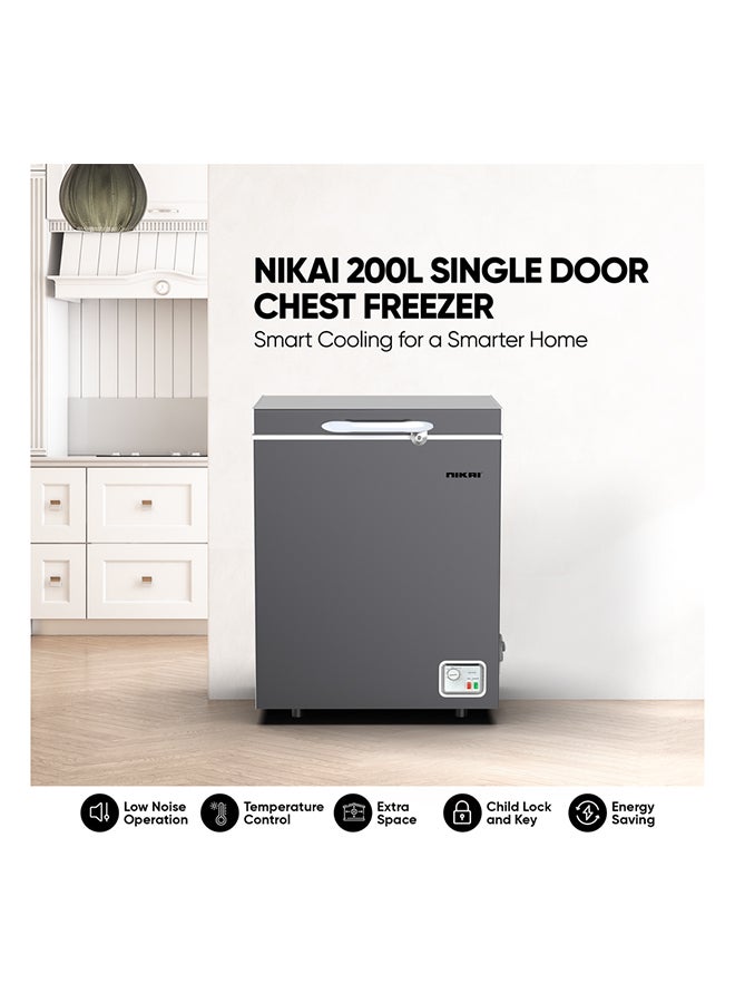 NIKAI 200L Gross / 138L Net, Single Door Chest Freezer With Storage Basket, High Energy Efficiency Cooling System, Adjustable Temperature, Child Lock, Silent Operation, Ideal For Home And Restaurants 200 L 378 kW NCF200N7S/1 Silver - Image 2