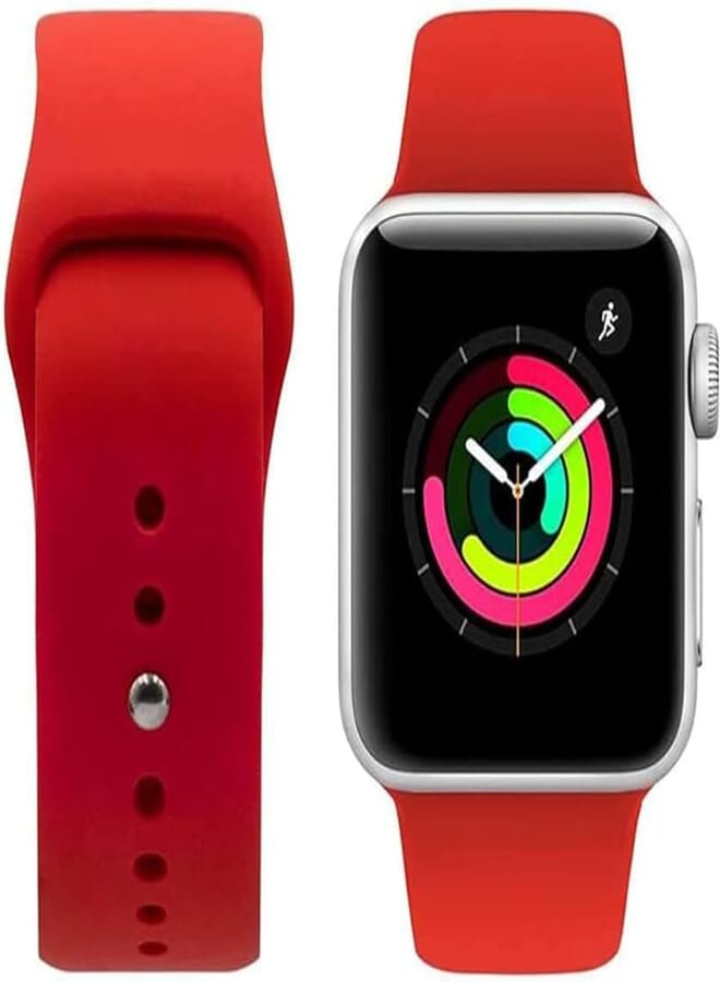 G-Power Silicone Replacement Wrist Band Strap With Double Folding Clasp And High Elasticity Specially For Apple Smart Watches 4/5 Series 42/44 Mm - Red
