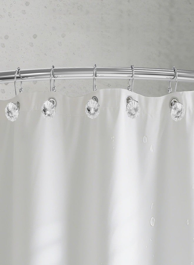 BATHDESIGN مجموعة حلقات وخطافات ستائر الحمام من باث ديزاين، 12 قطعة، مزينة بكريستال على شكل ماسة لتزيين ستائر وقضبان ستائر الحمام، شفافة - Image 2