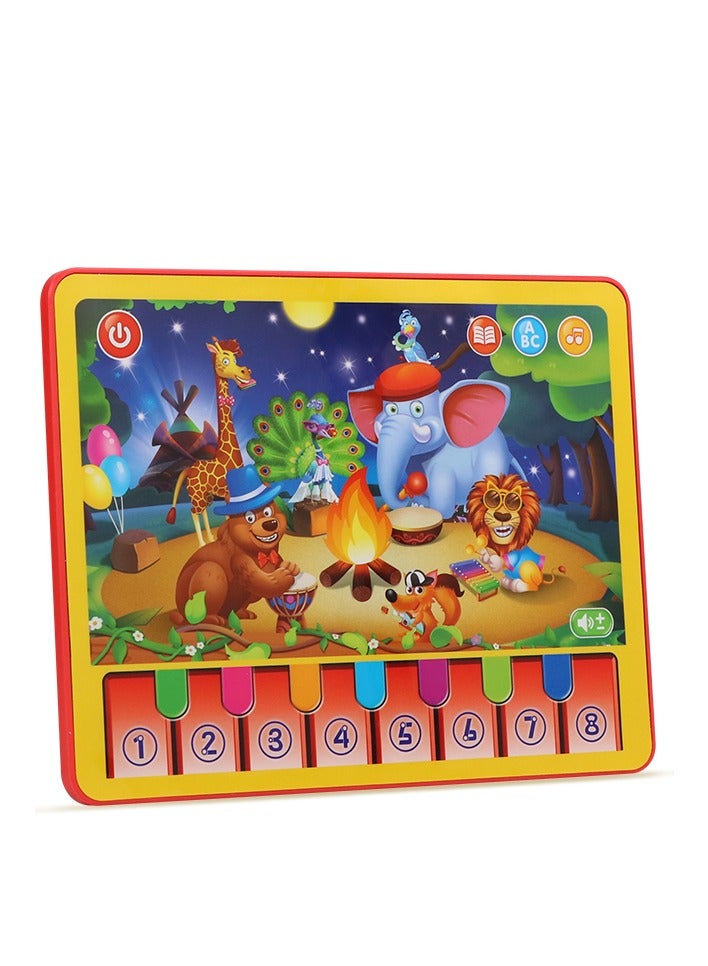 GOOTOY Animals Concert Learning Pad Kids Tablet Learning machine Pad 1-to-8 Piano Key Toy English Early Education Intelligent Story and Song Machine(Red) - Image 3