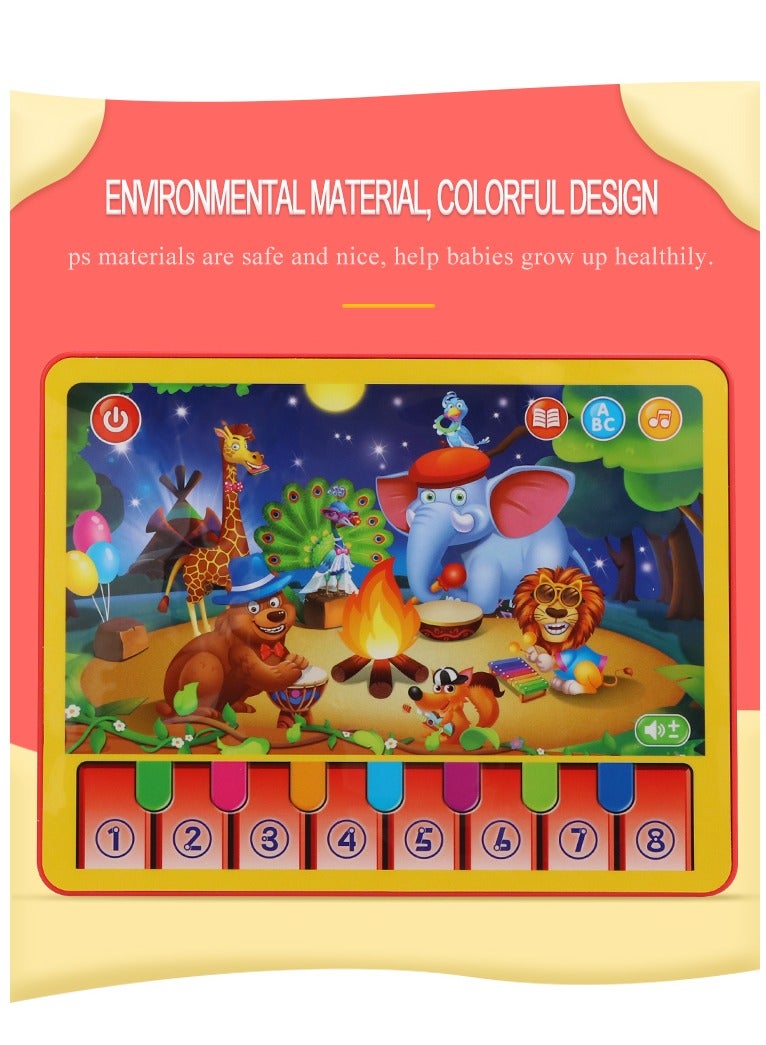 GOOTOY Animals Concert Learning Pad Kids Tablet Learning machine Pad 1-to-8 Piano Key Toy English Early Education Intelligent Story and Song Machine(Red) - Image 5