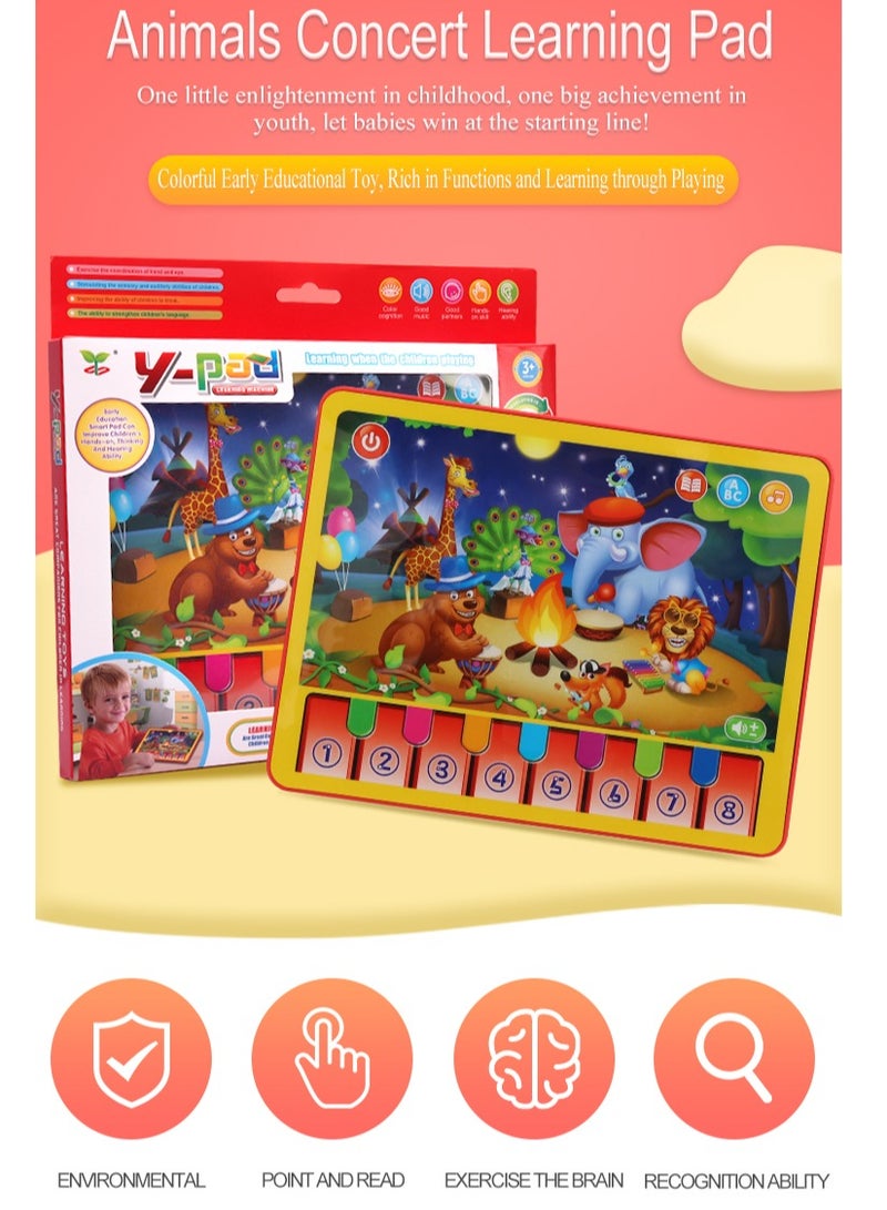 GOOTOY Animals Concert Learning Pad Kids Tablet Learning machine Pad 1-to-8 Piano Key Toy English Early Education Intelligent Story and Song Machine(Red) - Image 4