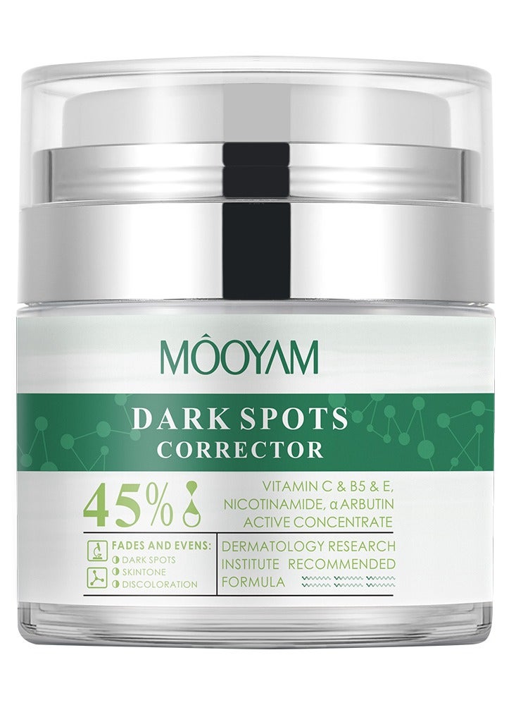 MOOYAM 45% Dark Spot Corrector Cream 50ml for Face and Body Brightening Treatment Reduces Age Spots Sun Spots Melasma and Freckles Evens Skin Tone for Women and Men  - Image 2