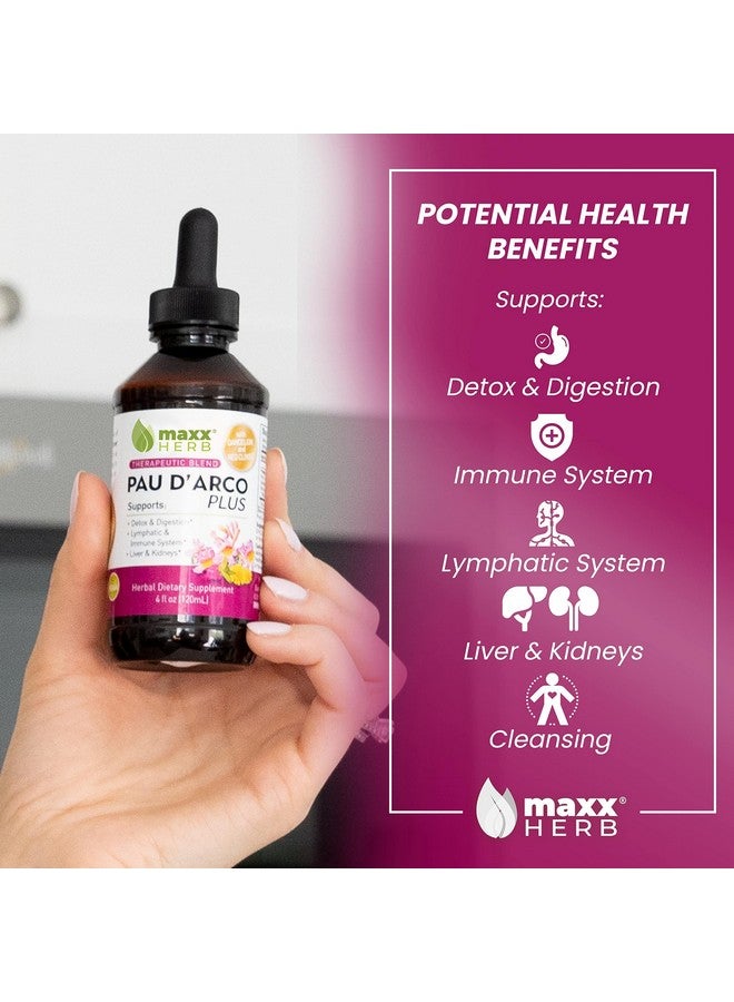 Maxx Herb PAU D’Arco Extract with Dandelion Root & Red Clover Therapeutic Blend, PAU Darco Tincture Absorbs Better Than Taheebo Tea or Capsules, for Immune Support - 4 Oz Bottle (60 Servings) - Image 3