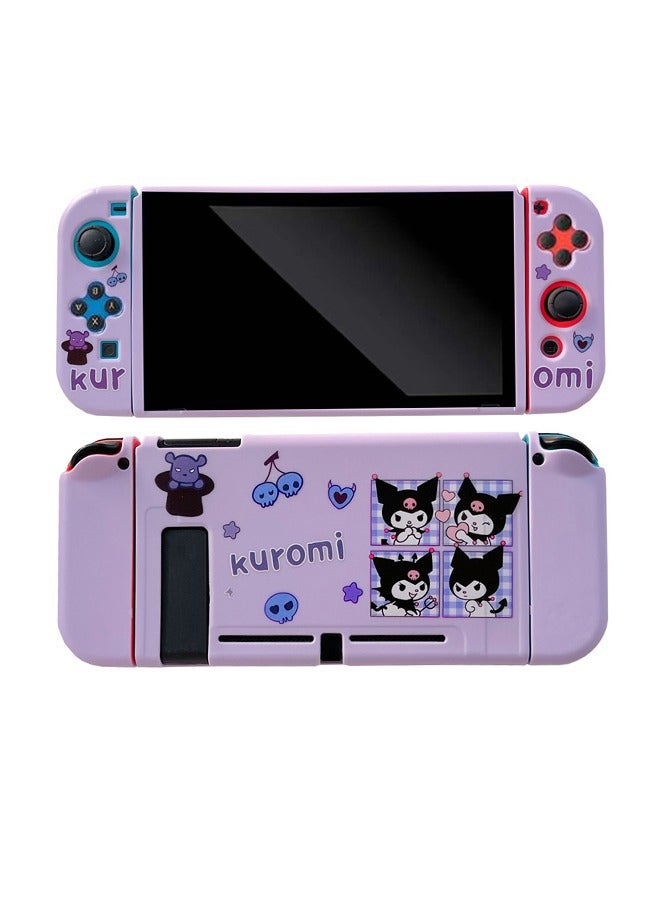 Captaintech Nintendo Switch-NS Protective Case Split Design TPU Protective Soft Cover Kuromi Shock-Absorbing and Scratch Resistant Shell Accessories(Purple)