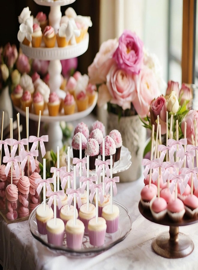 Moonlik 300Pcs cake pop sticks and Treat Bags Kit Including 100 Cakepop Wrappers with 100 Pink Bow Ties and 100 Lollipop Sticks for Rice Krispies, Candies, Chocolate, Wedding Baby Shower Packaging - Image 5