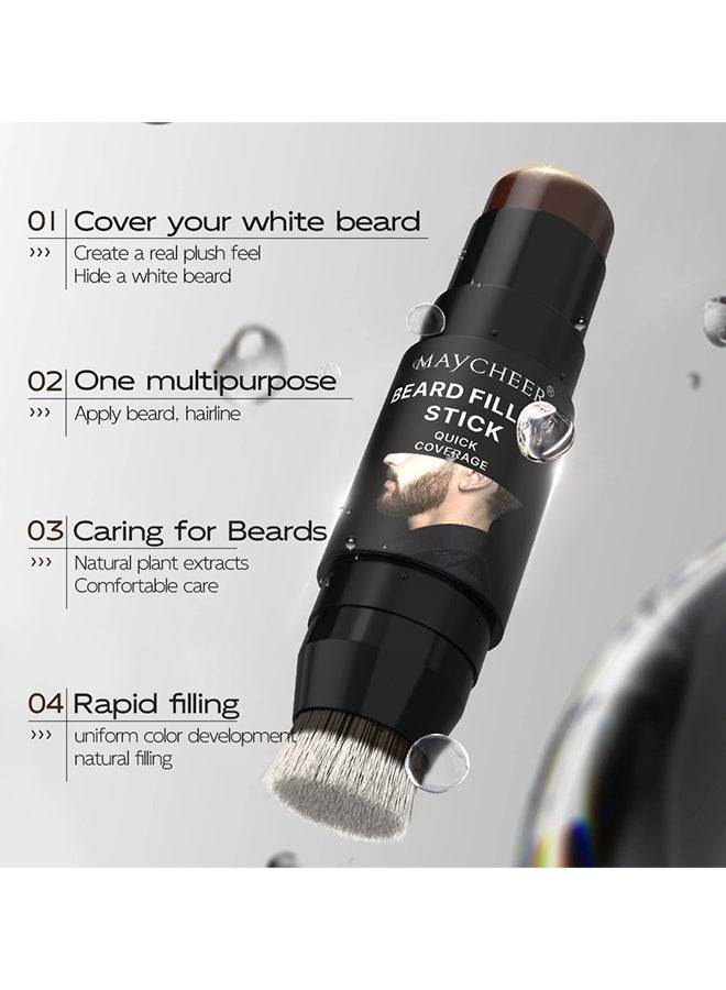 MAYCHEER Beard Filling Stick, 2 In 1 Beard Pen Filler With Brush, Lasting Waterproof Multiuse Moustache Hair Makeup For Men, Enhances Facial Hair And Moustache Makeup, Beard Mustache Care For Men - 02# Dark Black Brown - Image 3