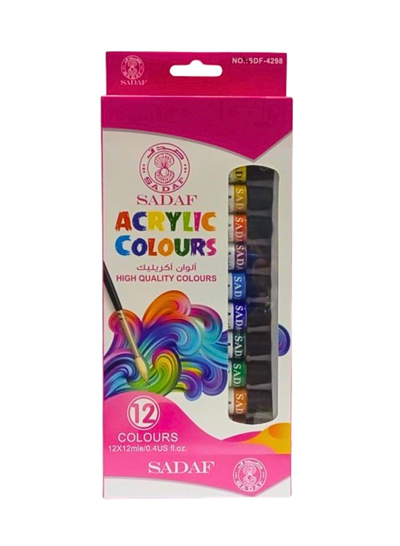 Sadaf Acrylic Colours High Quality Colours 12x12ml  12 Colours Set - Image 1
