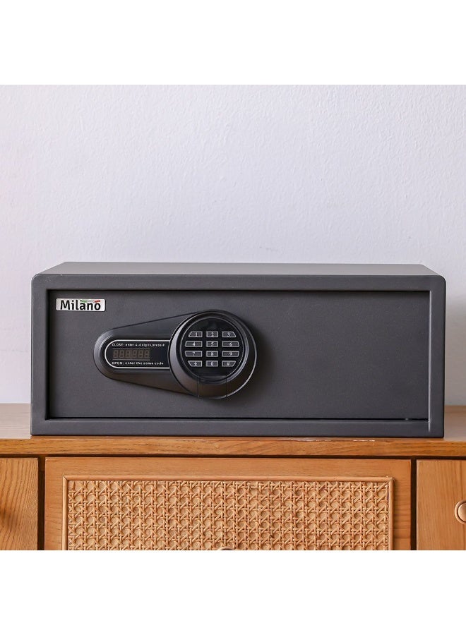 DANUBE HOME Milano Hotel Safe 8.5L Silver Digi Panel Alloy Steel Electronic Digital Security Hotel Safe For Homes, Offices L20Xw42Xh37Cm - Black - Image 2