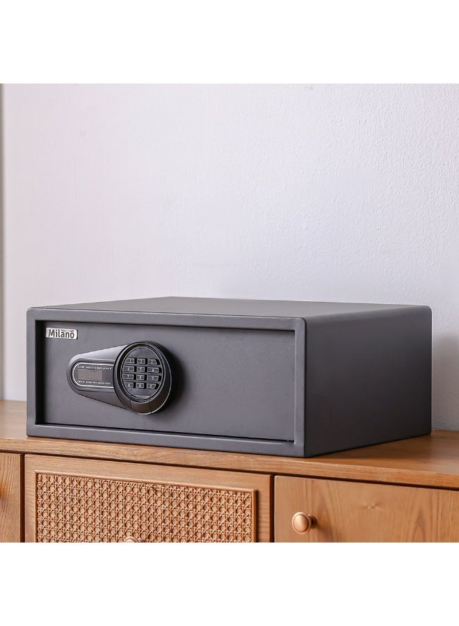 DANUBE HOME Milano Hotel Safe 8.5L Silver Digi Panel Alloy Steel Electronic Digital Security Hotel Safe For Homes, Offices L20Xw42Xh37Cm - Black - Image 1