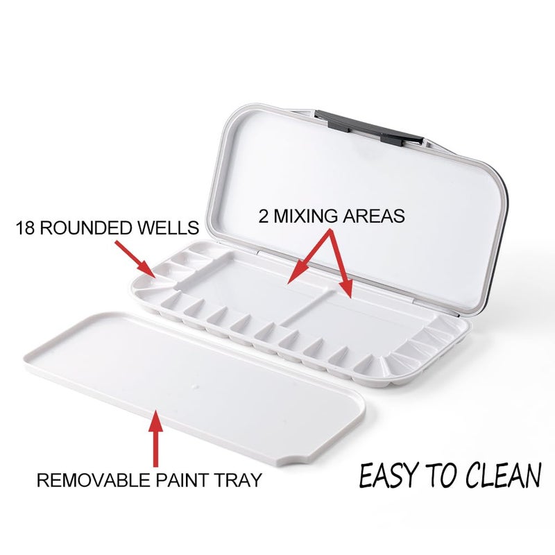 Transon Watercolor Palette Folding with Lid 18wells 2 Mixing Areas and 1 Large Mixing Tray Also for Gouache Acrylic Paint Palette Pink Color - Image 5