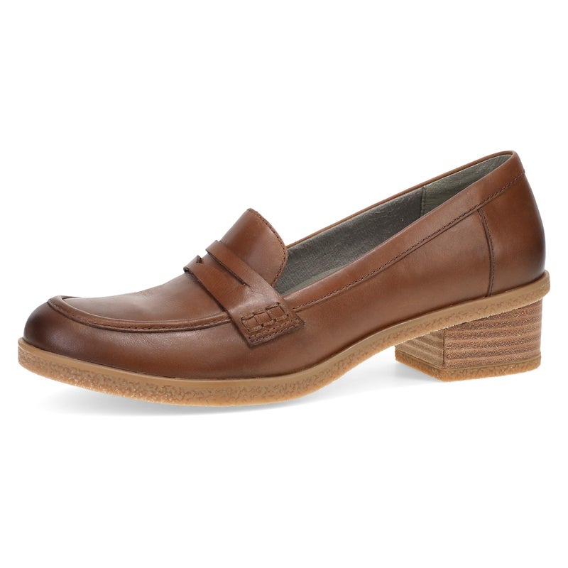 Dansko Danica Heeled Loafer for Women Waterproof Leather with Rubber Outsole and Leather Stacked Heel for LongLasting Style in Any Weather Tan 758 M US