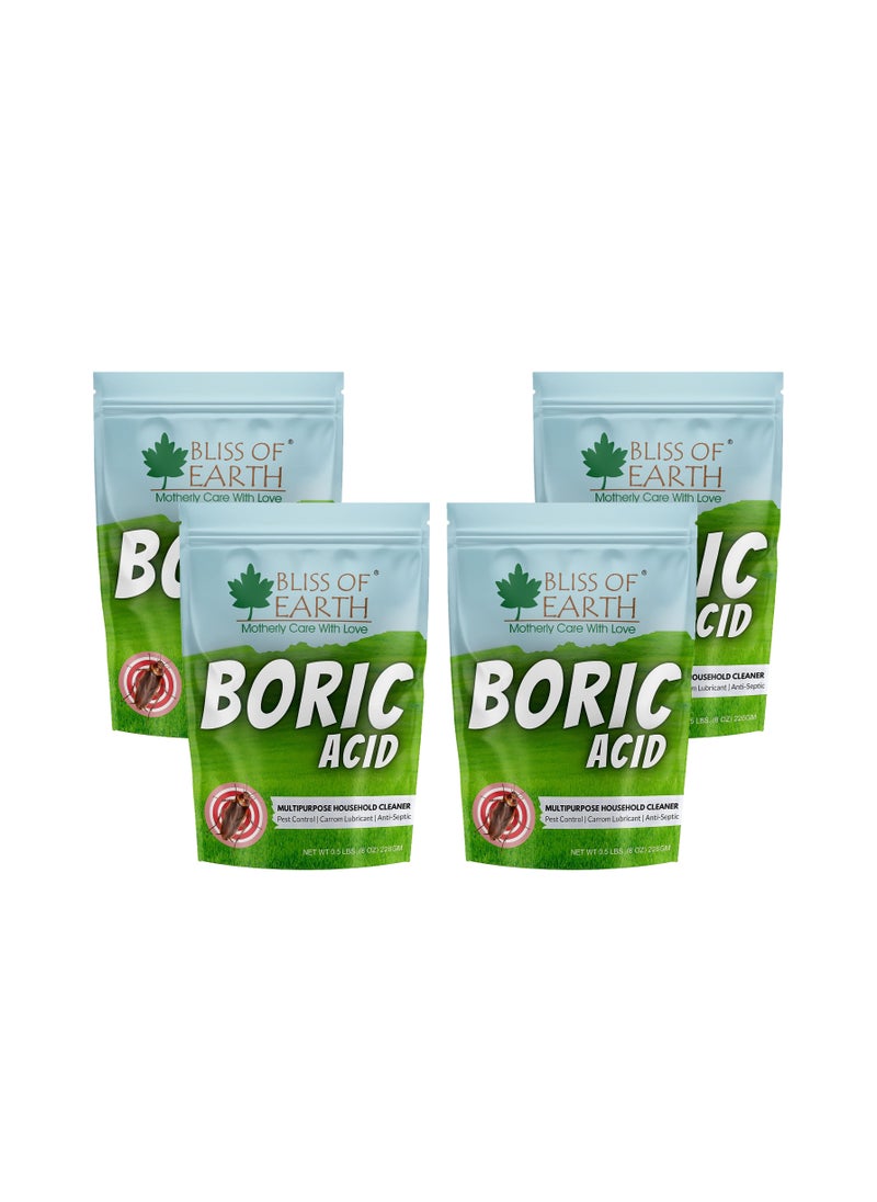 BLISS OF EARTH Bliss of Earth 4x8 OZ Boric Acid Powder Multipurpose Cockroach & Ants, Rice Preservative, Carrom Powder 4x226GM  - Image 1