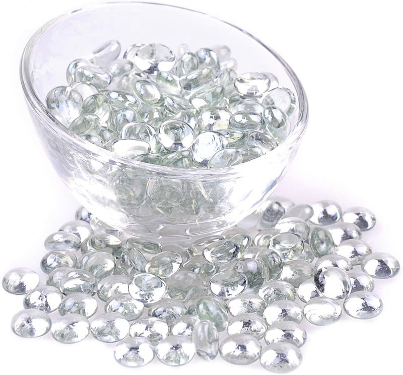 KINGOU Flat Glass Gems/Beads/Stones for Vase Filler, Table Scatter, Games - 1 Lbs (Approx. 5/8", Clear L) - Image 5