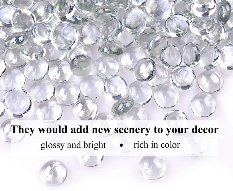 KINGOU Flat Glass Gems/Beads/Stones for Vase Filler, Table Scatter, Games - 1 Lbs (Approx. 5/8", Clear L) - Image 4