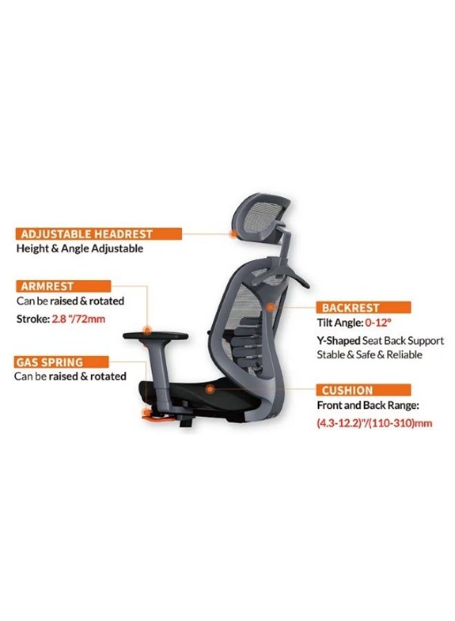 Flexispot Loktic F216Dbu Adjustable Fitness Office Chair - White - Image 3