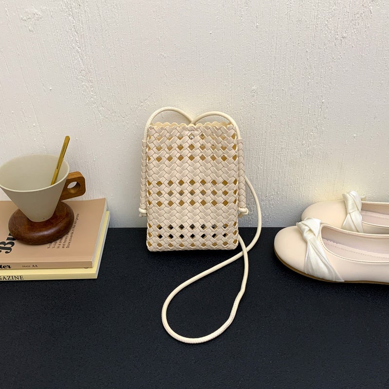 Korean Style Hollow Out Shoulder Bucket Bag - Woven Solid Color, Summer 2026 - Image 2