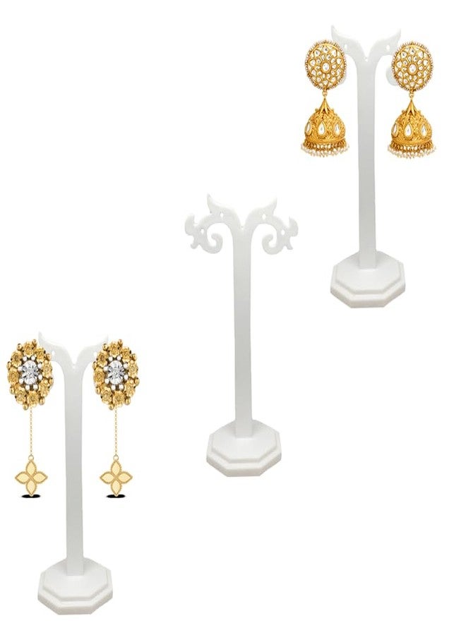 GElavaron Plastic Earrings Display Stand, Stand for Earring Set OF 3, Colour- White, Size 4.5 inn - Image 1