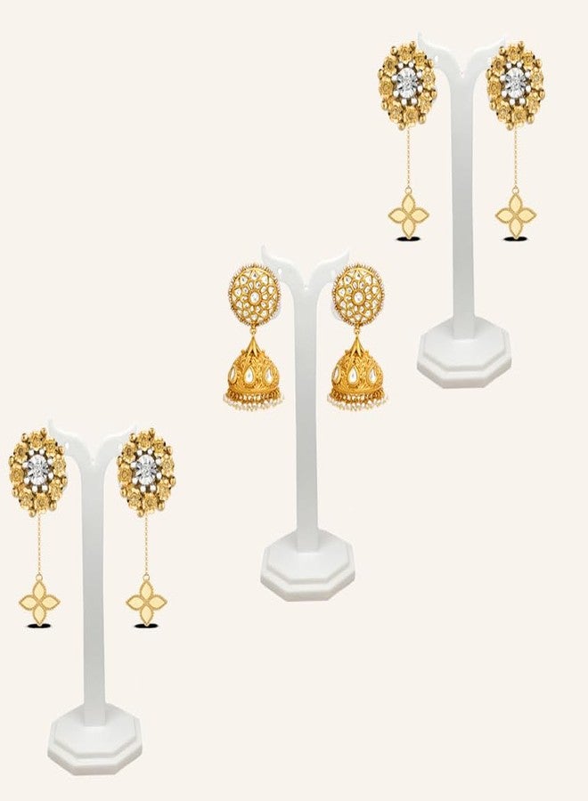 GElavaron Plastic Earrings Display Stand, Stand for Earring Set OF 3, Colour- White, Size 4.5 inn - Image 2