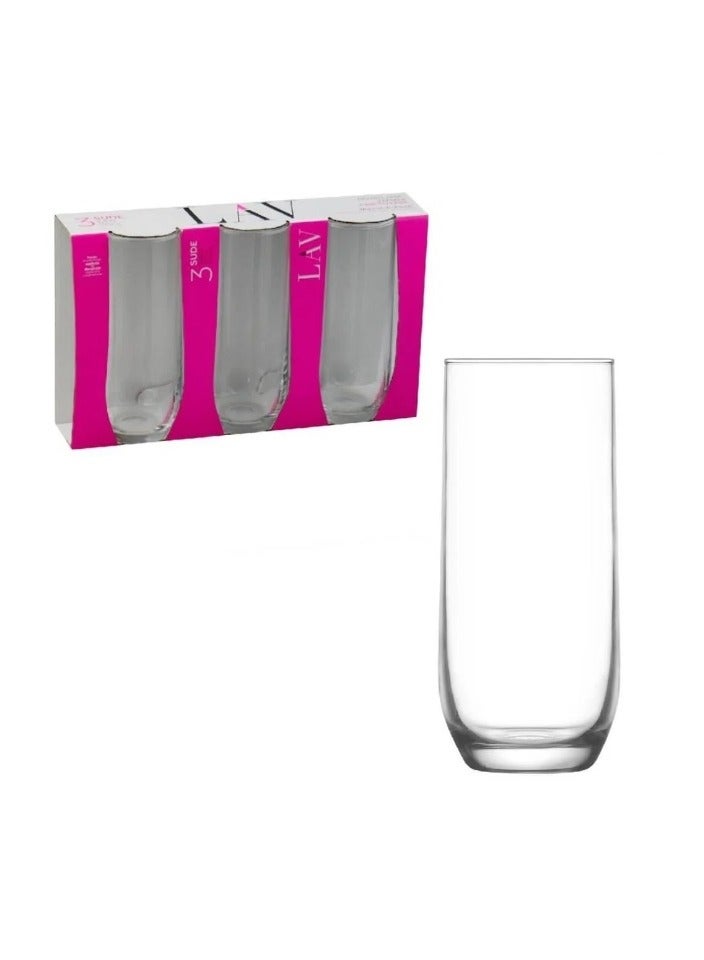 LAV 3 Pieces Sude Long Drink Tumbler Set 315 Ml - Clear - Image 2