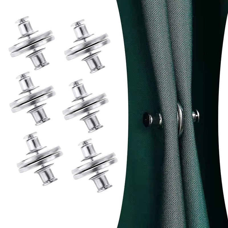 SEASPIRIT Curtain Magnets Closure, Curtain Weights Magnets with Back Tack to Prevent Lights from Leaking, Curtain Magnetic Holdback Button for Home Bedroom Office Curtain Draperies (6) - Image 1