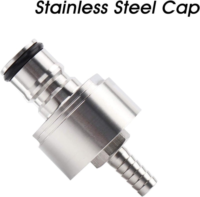 FERRODAY Stainless Steel Carbonation Cap Counter Pressure Bottle Filling 5/16 Inch Barb CO2 Coupling to Carbonate Soda Beer Juice Water Stainless Steel PET Bottle Filling Carbonation Cap & O-ring & Fl - Image 2
