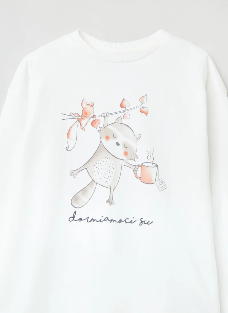 او في اس Ovs Long Warm Cotton Pyjamas With Print