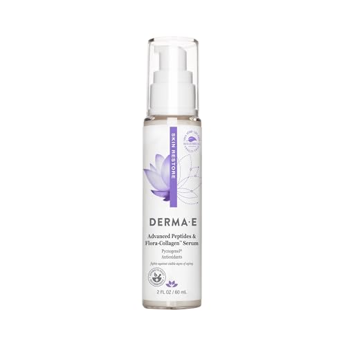 derma-e DERMA E Advanced Peptides and Vegan FloraCollagen Serum  Double Action Collagen Face Cream with Peptide Complex  Intensely Hydrating Serum for Lines Wrinkles and Redness 2 oz