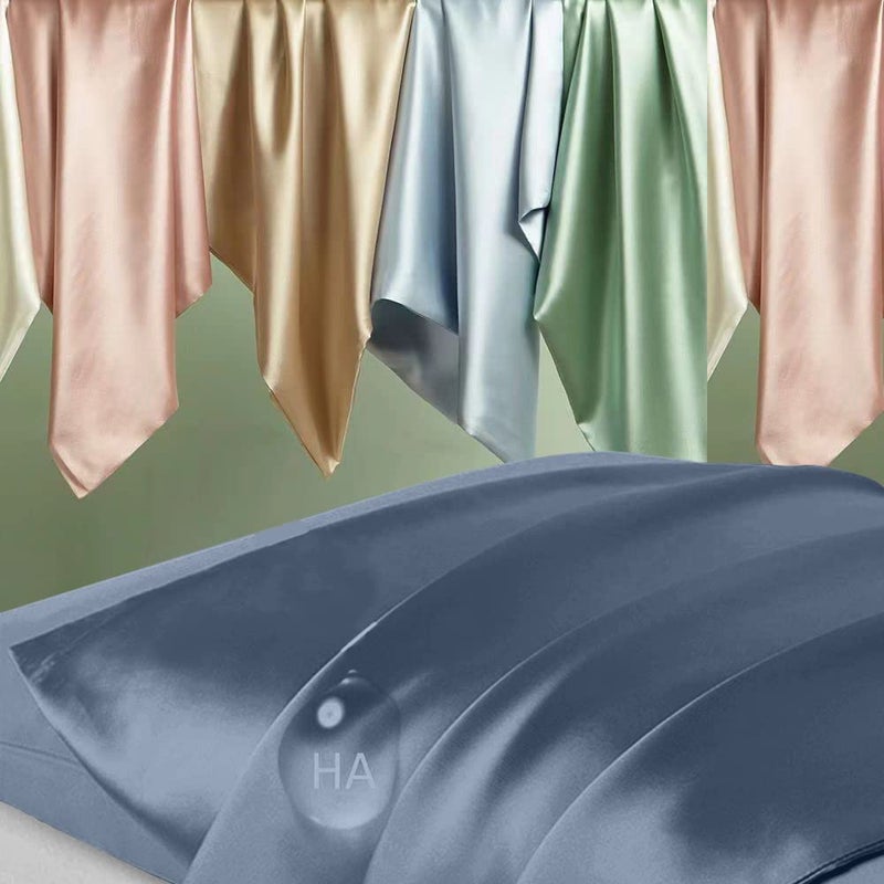 DKBslik Silk Pillowcase for Hair and Skin Mulberry Silk Pillow Cases King Size  Anti Acne Cooling Beauty Sleep Both Sides Natural Silk Satin Pillow Case Covers with Hidden Zipper Gifts for Women Men Ash Blue - Image 2