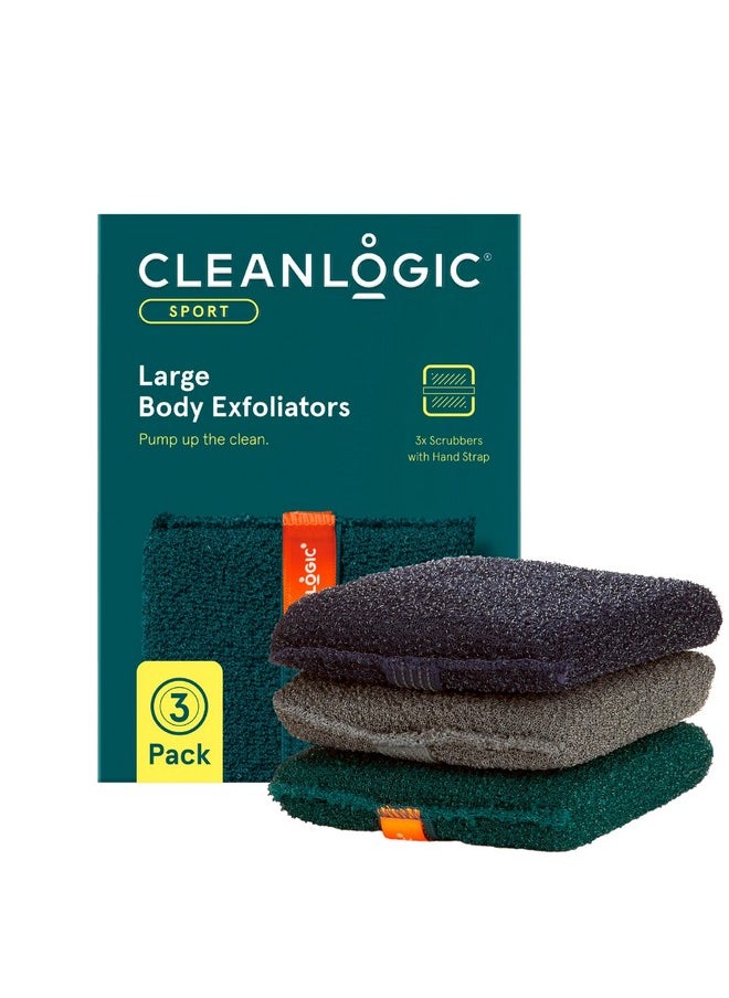 cleanlogic Cleanlogic Sport Exfoliating Body Scrubber, Large Exfoliator Tool for Athletes, Daily Skincare Routine for Smooth Clean Skin, Assorted Colors, 3 Count Value Pack  - Image 1