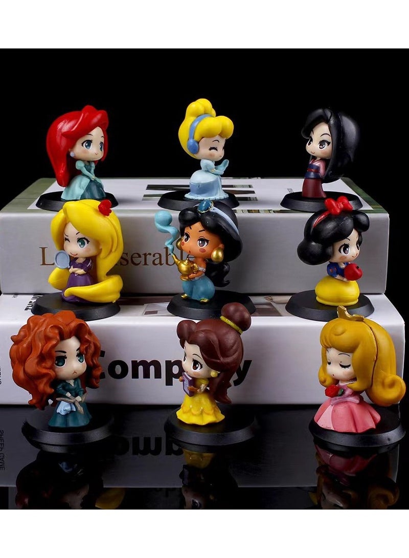 9-Piece Mermaid/Snow White/Aladdin/Jasmine Princess Anime Statue Model Action Figure Toy Collection Set For Kids Height 6cm - Image 2
