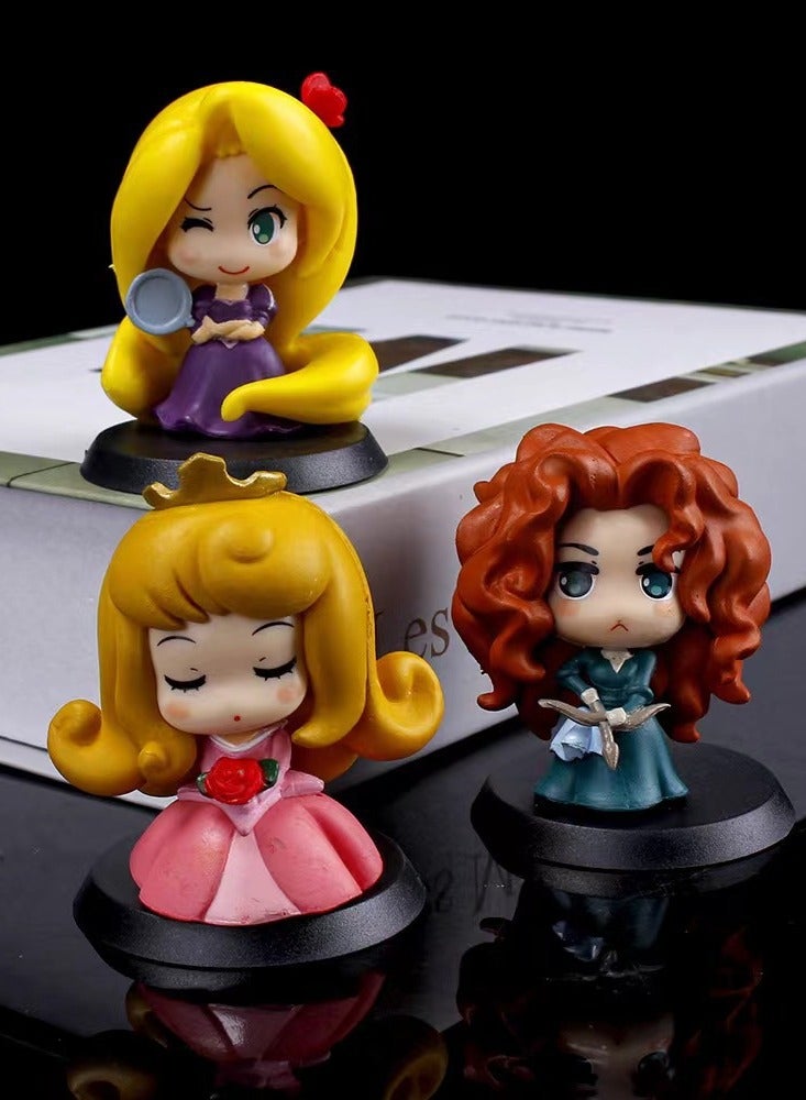 9-Piece Mermaid/Snow White/Aladdin/Jasmine Princess Anime Statue Model Action Figure Toy Collection Set For Kids Height 6cm - Image 3