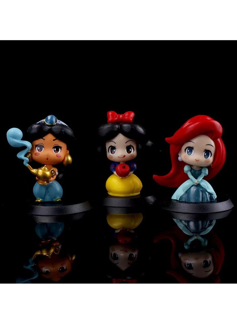 9-Piece Mermaid/Snow White/Aladdin/Jasmine Princess Anime Statue Model Action Figure Toy Collection Set For Kids Height 6cm - Image 5