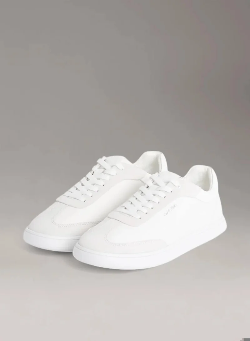 Calvin Klein Bright White Leather Low Profile Trainers for Women | Best Price UAE