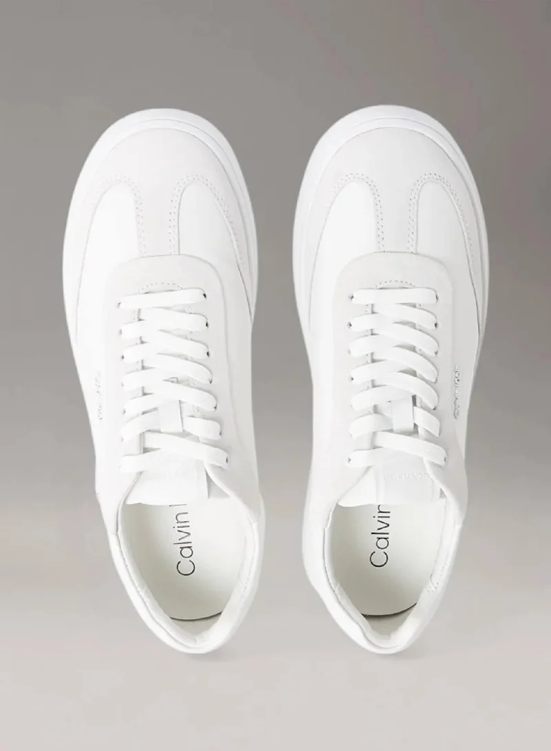 Calvin Klein Bright White Leather Low Profile Trainers for Women | Best Price UAE