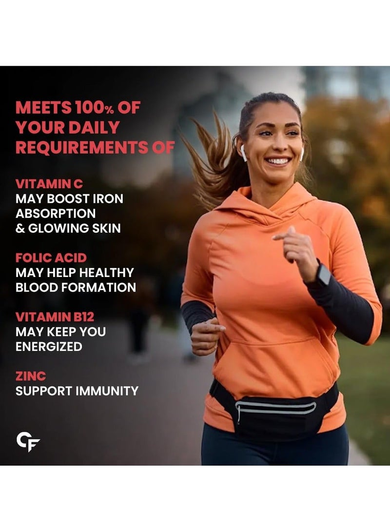 CARBAMIDE FORTE Chelated Iron Supplement For Women And Men With Vitamin C, B12, Zinc 100 Veg Iron And Folic Acid Tablets - Image 5