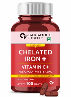 Carbamide Forte Chelated Iron Supplement for Women and Men with Vitamin C, B12, Zinc | 100 Veg Iron & Folic Acid Tablets - pzsku/Z6230850A5A7AA6C2894CZ/45/_/1735293649/1e589a73-6115-4a55-a9cd-658d30280f0d